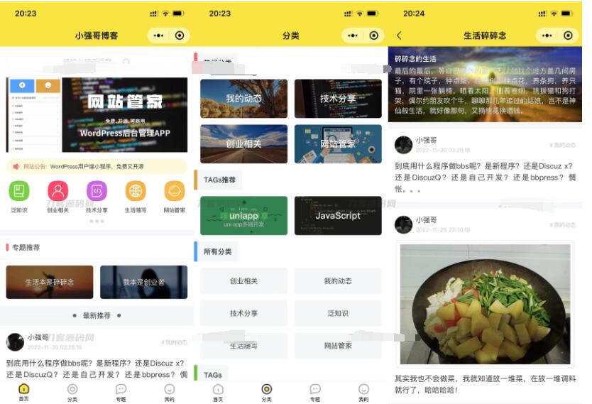 WordPress 网站管家小程序源码-123源码